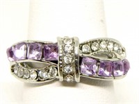 Amethyst Purple Ribbon Ring