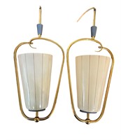 Retro Mid Century Hanging Pendant Lights, Pair