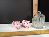 Piggy S/P and Glass Trinket Jar