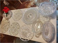 Large Pretty Crystal Dish/Platter Lot