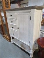 SOLID WOOD PAINTED WHITE WASHED 4DRWR 1DR CABINET