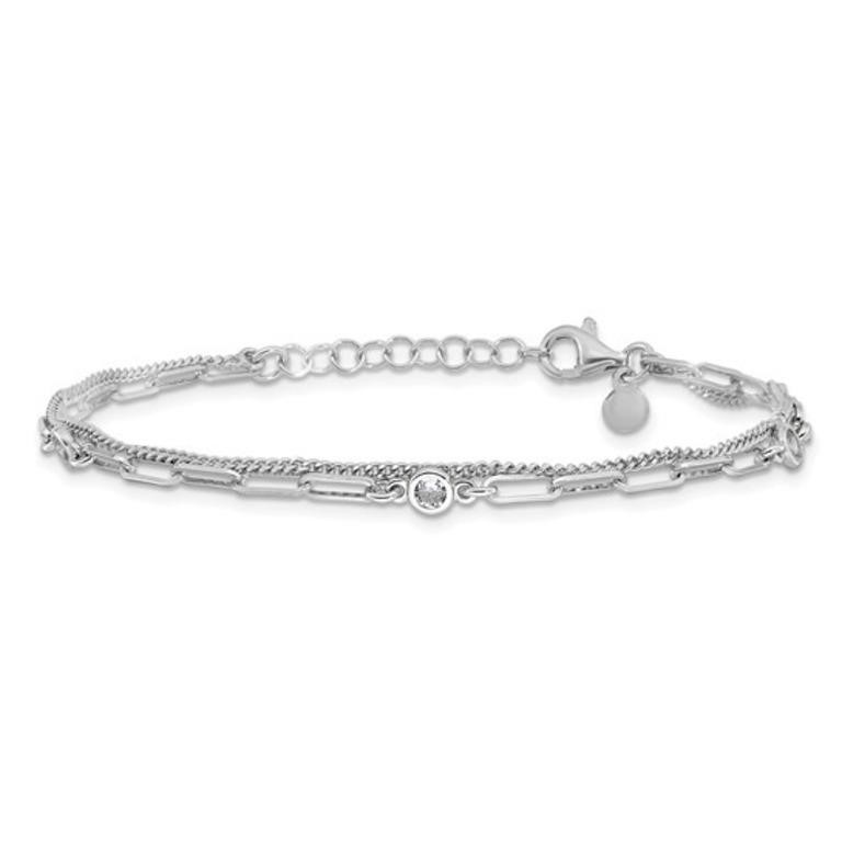 Sterling Silver Crystal 2 Strand Bracelet