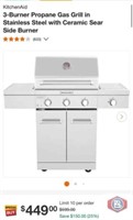 New 1 pcs; KitchenAid 3-Burner Propane Gas Grill