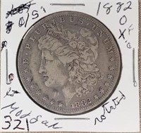 1882O Morgan Silver Dollar,O/S and rotated XF