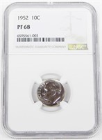 1952 PROOF ROOSEVELT DIME - NGC PF68