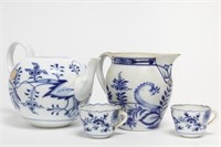 Blue Onion Porcelain, incl. Meissen- 4 Pieces
