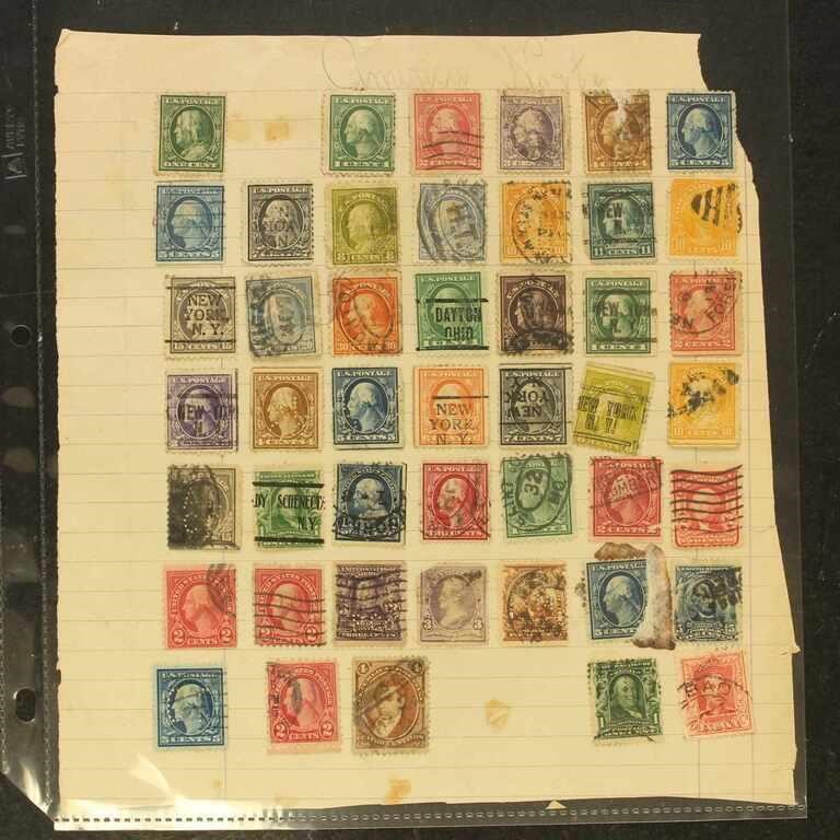 US Stamps Used including Franklin and Washington