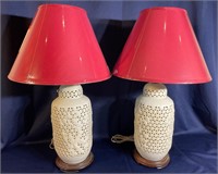 Chinese Pair of Blanc-de-Chine Lamps, Open Design