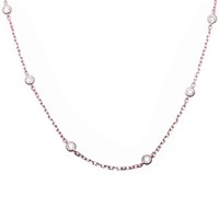Rose Gold-pl. Bezeled Imitation Diamond Necklace