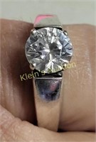 Sterling & 4 Carat CZ Ring Solitaire! Gorgeous