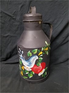 Authentic small milk can hand painted 16 in tall