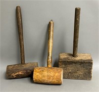 Trio of Primitive Wooden Mallets