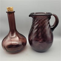 AMETHYST GLASS DECANTER & PITCHER