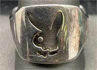 Silver Playboy Bunny Ring, Sz 11