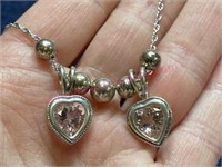 Sterling silver necklace w/ beads & hearts (8g TW)