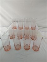 12 Pink Tinted Drinking Glasses