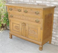 Antique Ornate Carved Wood Buffet