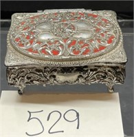 Ornate Silver Cherub Trinket Box