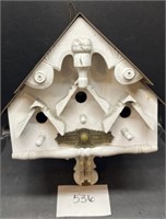 Wooden white and rustic gold Wall Mount Bird House