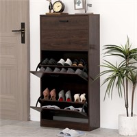 KUMIUNION Shoe Cabinet with 3 Flip Drawers