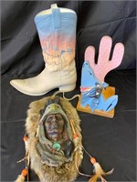 New West signed Boot & Native American