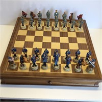 Civil War Chess Set in Wooden Case  21" Sq
