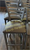 Bar Stool Ladder Back, Silver with Gray Vinyl