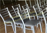 SET Dining Chairs, Silver Ladder Back, Gray Vinyl