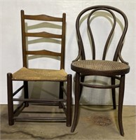 (RS) Cane Bottom Chair and Vintage Chair 34”
