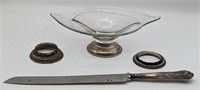 (N) glass candy dish with sterling silver base, 2