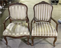 (RS) 2 Techcraft Carved Wood Upholstered Chairs