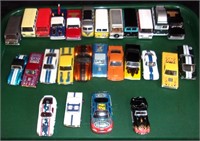 27 small die cast vehicles incl. Hot Wheels.