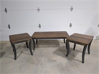 Wood top coffee table, gray legs 46"w x 23"d x