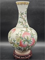 Hand Painted 17in Oriental Vase, 2/2