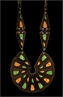 1960s Trifari Plique a Jour Stained Glass Necklace