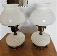 Milk Glass Hobnail Dresser Lamps