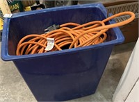 Heavy duty 100ft extension cord in trash can 21”x