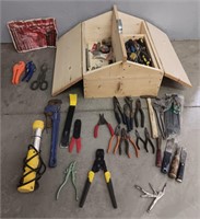 Wooden Tool Chest Full Of Hand Tools & Sockets
