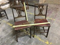4 pcs. Vintage Lyer Back wood dining chairs,