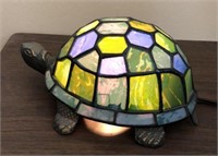 Turtle Brass and Stained Glass Light, 8”x5”