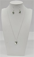 (X) Avon Sterling Silver And Aventurine Leaf