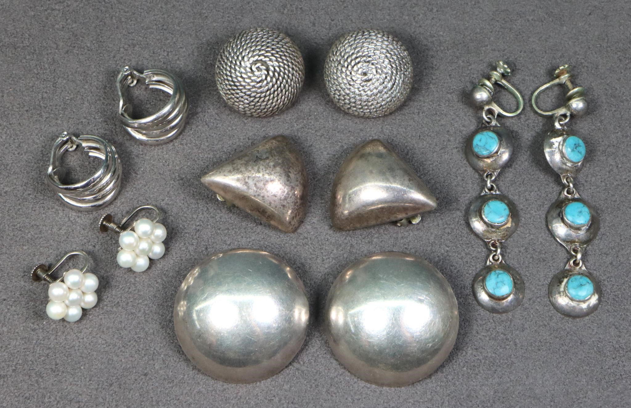 6pr. Vintage Sterling Silver Clip Earrings