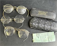 Group of vintage reading glasses marked gold fill