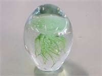 Blown Glass Jellyfish Paperweight 4in X 3in