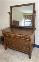 Empire Style Veneered Dresser with Mirror