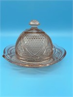 Pink Depression Glass Butter Dish