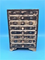 Antique Wooden Dresser Box With Metal Accents