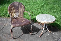 Vintage Outdoor Metal Chair & Table