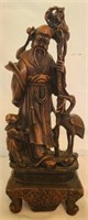 Carved statue of Chinese longevity god Shou Lao