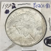 1922 Peace Silver Dollar in Case